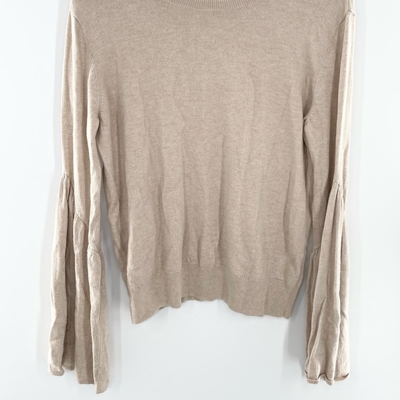 Leith Taupe Heather Pullover Sweater S with Bell Sleeve - Picture 2 of 6
